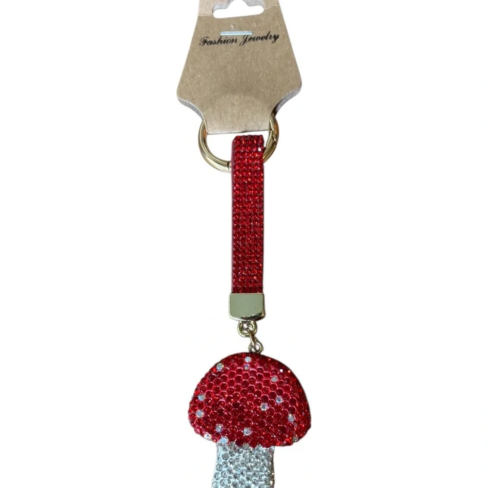 Fashion Jewelry Sparkling Red and White Mushroom Key Holder